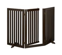 Relaxdays Barrera Seguridad Niños, Valla Protectora con Puerta, para Escaleras, 92x154cm, Plegable, sin Taladrar, Marrón