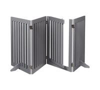 Relaxdays Barrera Seguridad Niños, Valla Protectora Bebés y Mascotas, 4 Paneles, con Puerta, Plegable, 70x207 cm, Gris, Tablero de Fibras