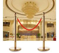 Barreras de control de multitudes con postes, cuerdas para alfombra roja y postes de barreras para filas de espera en teatros, hoteles, conciertos y museos, color dorado, 2 unidades.