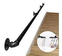 Barreras de hierro de escaleras, Pasamanos de tubería for escaleras Montaje en pared Negro 2-20 pies(3ft)