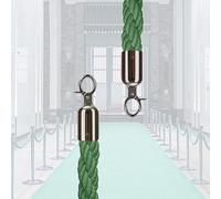 Barreras de Seguridad de Cuerda, barreras de Cuerda de cáñamo para Postes de Postes, Cuerda para Filas de Espera (Ganchos Verdes Plateados de 2 m/6,6 pies)