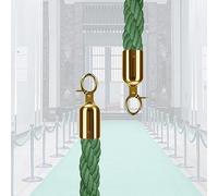 Barreras de Seguridad de Cuerda, barreras de Cuerda de cáñamo para Postes de Postes, Cuerda para Filas de Espera (Ganchos Verdes y Dorados de 2,7 m/8,9 pies)