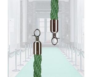 Barreras de Seguridad de Cuerda, barreras de Cuerda de cáñamo para Postes de Postes, Cuerda para Filas de Espera (Ganchos Verdes Plateados de 2,7 m/8,9 pies)