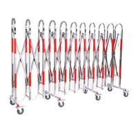 Barreras de tráfico expandible con ruedas, barrera industrial de seguridad vial de acero inoxidable, valla retráctil para entradas y centros comerciales, 1,1 x 7 m