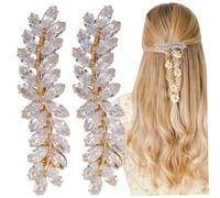 Barretas para el cabello para mujeres, 2 piezas Barretas de oro con orejas de trigo para mujeres accesorios para el cabello vintage clips chispas de circón clips durante mucho tiempo.