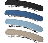 Barretas para el cabello para mujeres 4pcs 4 colores de forma lineal clips para el cabello para barretas de resina minimalistas de color sólido gruesos para uso diario.