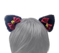 Barrettes for Fine Hair, Cute Hair Barrettes, Cat Ear Hair Barrettes, Cute Cat Ear Barrettes with Bow and Bell Plush Animal Hair Clips Perfect for Kids’ Costumes 1 Pair 8x6cm/3.15x2.36