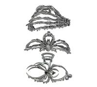Barrettes góticos, garra de metal de terror para niña fresca, 3 piezas pasadores de Halloween calavera araña para mujeres niñas espectáculo cosplay casa escuela al aire libre otoño