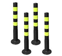 Barricada de tráfico de barrera de entrada - Conos de PU flexibles de 18/30" - Postes de precaución reflectantes de alta visibilidad(Black,4 Pack/30in)