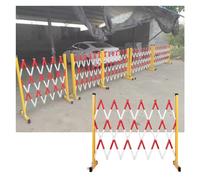 Barricada de tráfico extensible ajustable de 13 pies, valla de seguridad portátil roja y blanca con ruedas para eventos de construcción, control de multitudes y soluciones de seguridad al aire libre