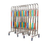 Barricada extensible de acero inoxidable con ruedas, valla de tráfico móvil retráctil, puerta portátil de acordeón para entrada, garaje, bloquea rápidamente cualquier área (1,1 x 0,4 x 3 m)