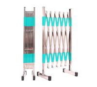 Barricada Industrial expandible, Barrera de Seguridad Plegable portátil con Ruedas móviles, Valla de tráfico retráctil para Control de tráfico en Exteriores.,Silver a 3.9x8.2ft/1.2x2.5m