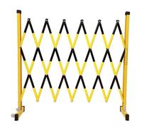 Barricada industrial extensible - Barrera retráctil para control de multitudes, puerta de seguridad plegable portátil con ruedas, valla de tráfico temporal para patios y eventos (amarilla/ne