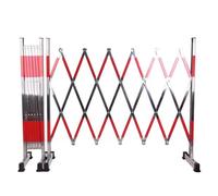 Barricada Industrial Extensible de 1,2 x 4 m, Barrera de Seguridad móvil de Acero Inoxidable, Valla de tráfico retráctil, Barricada Extensible con Ruedas.