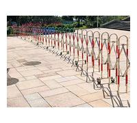 Barricada metálica extensible industrial con ruedas, valla de tráfico retráctil, barrera seguridad móvil acero inoxidable, plegable for exteriores(1.1x10m)