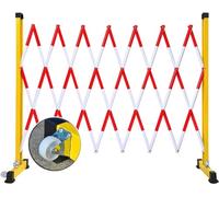 Barricada metálica Extensible - Valla peatonal retráctil portátil con Ruedas, Barrera de tráfico Industrial para Seguridad en Exteriores, Barrera Extensible para Eventos y Control de multitu