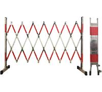 Barricada metálica portátil Extensible - Puerta de Tijera Plegable de 8 m con Ruedas, Valla de tráfico Temporal retráctil para Control de multitudes y Seguridad (Plateada)