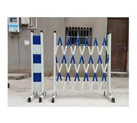 Barricada móvil expandible portátil - Barrera retráctil de seguridad vial con ruedas, valla de entrada y puerta de construcción al aire libre para carreteras, aeropuertos y eventos (azul 5 x 1 x 4