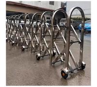 Barricada móvil Extensible - Barrera de Seguridad retráctil de Acero Inoxidable con Ruedas - Puerta de Acceso para vehículos (Plata 1,2 x 9 m) - Duradera, portátil y de f