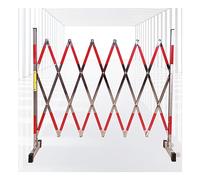 Barricada móvil Extensible - Valla de Seguridad retráctil de Aluminio para Control de tráfico en Obras y entradas de colegios (Rojo y Plateado, 1,5 x 4 m).