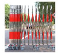 Barricada Móvil Extensible, Valla De Tráfico Telescópica De Acero Inoxidable, Barrera De Seguridad Plegable con Ruedas para Garajes Exteriores.,1.1m x 10m
