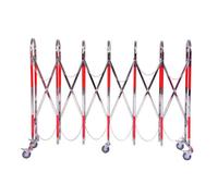 Barricada TráFico RetráCtil, Barricada Seguridad Plegable Acero Inoxidable 201, Barreras De Carretera PortáTiles Con Ruedas, Valla De Carretera MóVil Para Garaje De Carretera Al Aire Libre(1.1m x 7m)