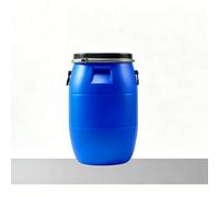 Barril Alimentario de Plástico con Aro Metálico, Bidón HDPE Reforzado para Agua y Fermentación, Tambor Hermético de Boca Ancha 30L/50L/60L/120L(60l)