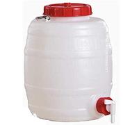 Barril Alimentario de Polietileno 10 Litros 24x32 cm | Bidon para Liquidos y Bebidas | Depósito con Tapa y Grifo