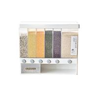 Barril Almacenamiento Dividido para Montaje en Pared, Contenedor Almacenamiento Alimentos Secos 6 Rejillas, Organizador Frutos Secos, Caja