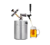 Barril de acero inoxidable de 5 litros con grifo, mini cultivador de barril con manómetro, kit de barril de presión de acero inoxidable, barril portátil para cervecería casera mantiene la bebida
