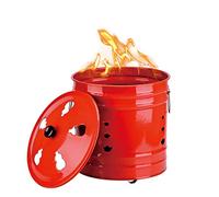 Barril de acero inoxidable for quemar, lata de Metal for jardín, jaula for incendios, incinerador de desechos de jardín, contenedor incinerador for papel de desecho, hoja de jardín roja ( Size : 30cmx