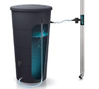 Barril de agua de lluvia 200l smooth de plastico en color antracita 60 (largo) x 60 (ancho) x 106,6 (altura) cm + Set de accesorios icanset7