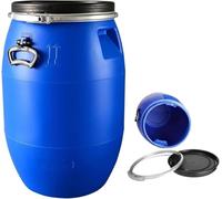 Barril De Almacenamiento De Plástico De 60 Litros, Bidón De Transporte De Hdpe, Contenedor Azul Grande Con Tapa Hermética, Anillo De Cierre Y Asas De Transporte Para Almacenamiento De Agua, 50l