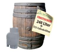 Barril DE Lluvia 240 litros, Barril Agua DE Lluvia, Barril DE Agua, Barril DE JARDÍN con Apariencia de Madera de plástico, y Bonito diseño de Madera de plástico, Muy Bien Sellado, sin astillas