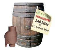 Barril DE Lluvia 240 litros, Barril Agua DE Lluvia, Barril DE Agua, Barril DE JARDÍN con Apariencia de Madera de plástico, y Bonito diseño de Madera de plástico, Muy Bien Sellado, sin astillas