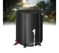 Barril de lluvia con soporte y grifo, kit de colector de agua de 1000 litros para jardín, tanque de almacenamiento plegable con cubierta de cremallera, ideal para cosechar agua de lluvia