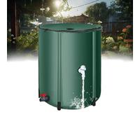 Barril de lluvia con soporte y grifo, kit de colector de agua de 1000 litros para jardín, tanque de almacenamiento plegable con cubierta de cremallera, ideal para cosechar agua de lluvia