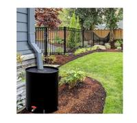 Barril de lluvia ecológico de 200 L, tanque de almacenamiento de agua portátil para exteriores con filtro para riego de jardín y conservación del agua, colector de agua de lluvia sostenible (negro)
