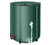 Barril de lluvia - Tanque de almacenamiento de agua plegable portátil de 26 galones, colector de lluvia de jardín con juego de desbordamiento de filtro de grifo de filtro, contenedor de agua duradero