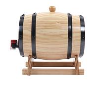Barril de madera, barriles de whisky, barrica de roble de roble, barriles de pino para vino con grifo, tapón y soporte de madera, perfecto para cerveza, whisky o vino, predeterminado, 3L
