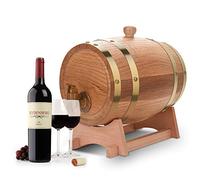 Barril de Madera de Roble Vintage, 3 Litros, con Soporte de Madera para Almacenamiento de Vino, Whisky, Ron y Puerto