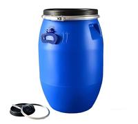 Barril de Plástico Azul con Tapa Contenedor Grande para Agua Barril Abierto con Anillo de Cierre para Almacenamiento y Transporte(60L)