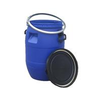 Barril de plástico Azul de Alta Resistencia de 120 litros para Almacenamiento de Vino, con Tapa y Anillo de Cierre. Barril Abierto, Ideal para hogares, fábricas, restaurantes y Otros Lugares