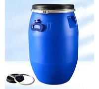 Barril de Plástico con Tapa Azul Barril Grande de Plástico Barril Abierto con Tapa y Anillo de Cierre Barril de Agua para Transporte y Envío Contenedor Industrial Hermético(60L)