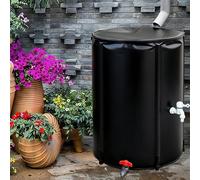 Barril de recogida de agua de lluvia portátil con grifo, sistema de agua plegable de 750 L, incluye kit de filtro y desbordamiento, negro, 100 x 98 cm, ideal para jardinería ecológica