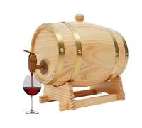 Barril de vino con soporte, barril de madera para vino y whisky con soporte y grifo de 3 litros para almacenamiento en casa y bar