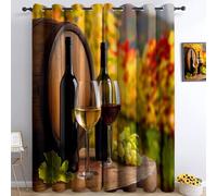 Barril De Vino Tinto Viejo De La Vida Cortinas de Regalo para Nueva Casa 280 x 300 cm Amarillo - Cortinas Opacas Elegantes y Prácticas, Set de 2 Paneles Ideal para Bodas, Cumpleaños o Mudanzas