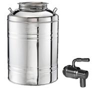 Barril para aceite de 50 litros tarro con grifo damigiana bidón de acero inoxidable 18/10 contenedor vino miel agua