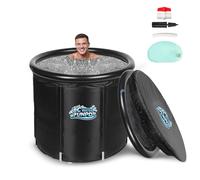 Barril para baño de hielo, diámetro 85 x 75 cm, 5 capas, tecnología de aislamiento, barril de terapia fría móvil con válvula de drenaje contra el dolor muscular/dolor articular, barril de 350 l, apto