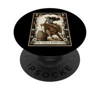Barril Racer Barril Racing Rodeo Tarot Carta Esqueleto Bruja PopSockets PopGrip Adhesivo